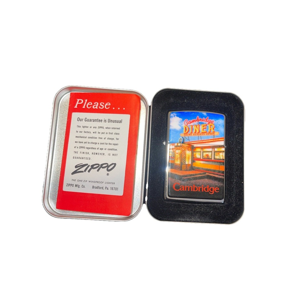 Vintage 1998 Zippo Lighter Cambridge Diner MIB Unfired New In Tin XIV